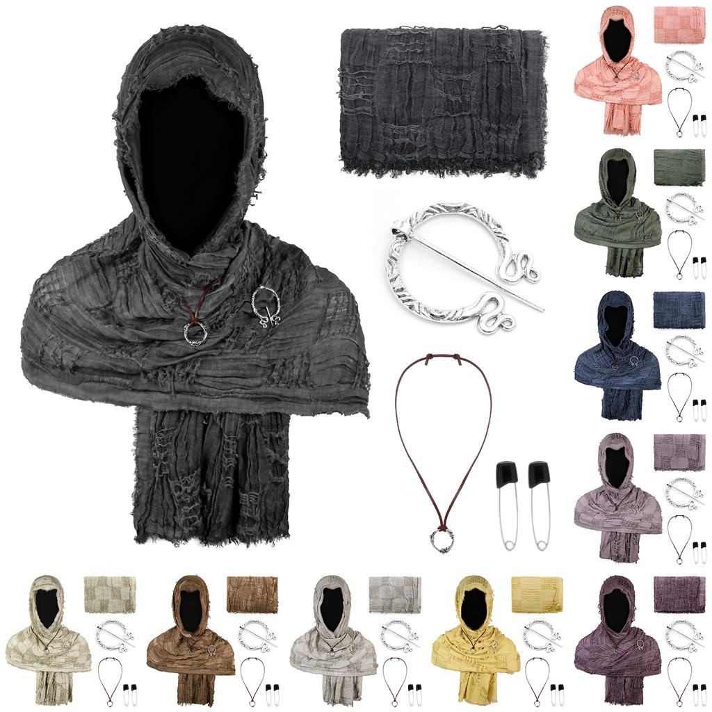 Cloak Costume Cape with Damaged Scarf Cosplay Prop for Men Women Adults Halloween - for Halloween Parties and Cosplay Events