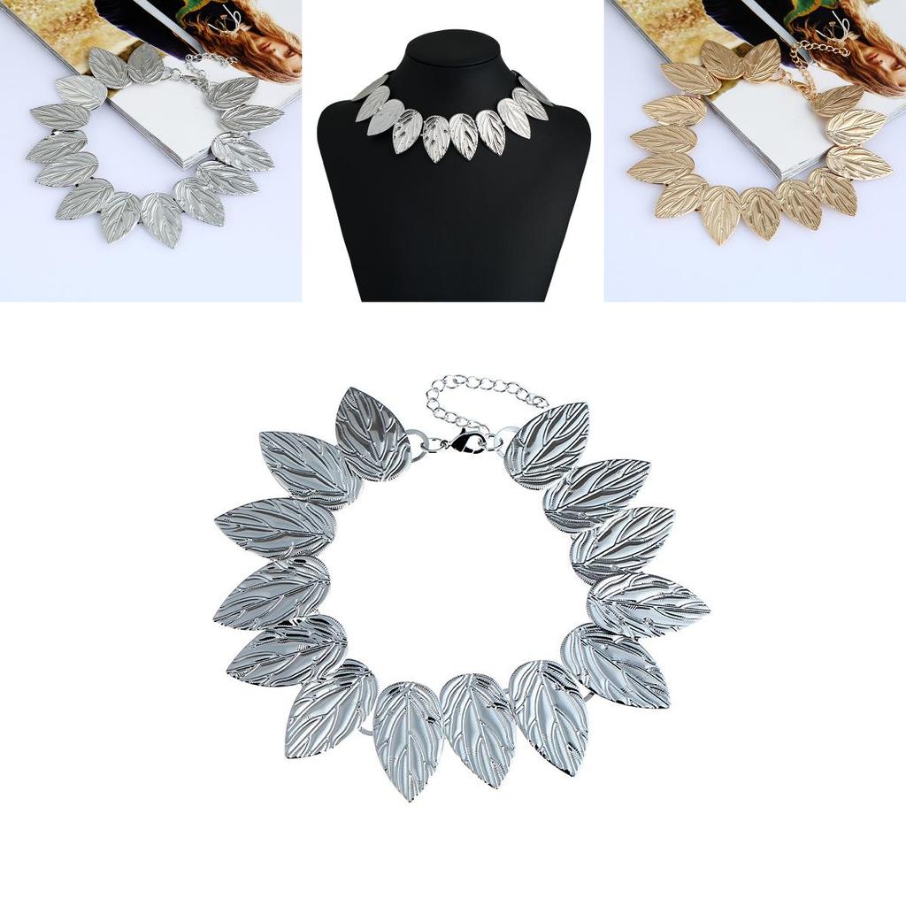 Colier Punk cu Frunză Metalică cu Lanț Ondulat Pentru Fashioniste și Cadou