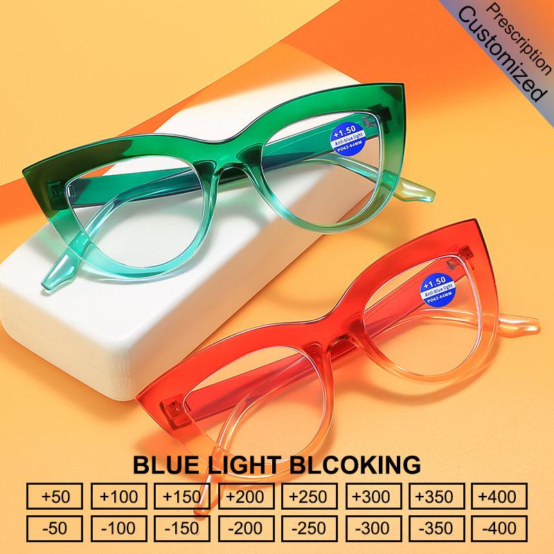 Classic Anti Blue Light Cat Eye Reading Eyeglasses Ladies Myopia Customize Photochromic Optical Prescription Lens Glasses Spectacle Frame Frame