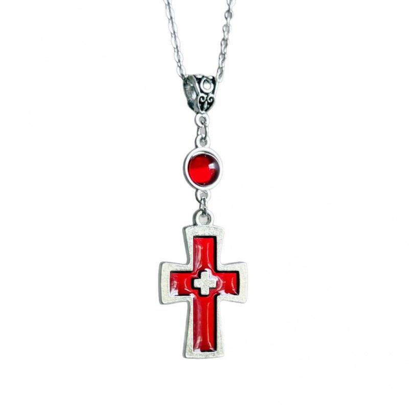 Blood Red Cross Gothic Clavicle Necklace - Women's Punk Style Jewelry