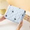 1pc Black Bow Quilted Makeup Bag Bow Makeup Bag Zipper Makeup Case Zipper  Portable Travel Storage Make Up Bag for Women Girl
