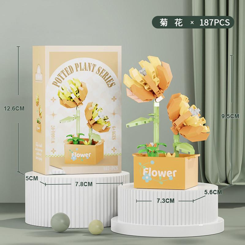 Flower Bouquet Mini Particle Building Blocks Flower Kit 3D DIY Creative Plants Micro Bricks for Home Decor Girl Gift Adults Kids