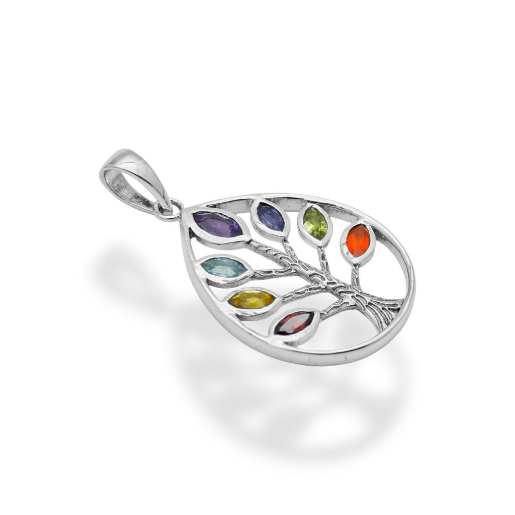 92.5 Silver Chakra Pendant for Her Zivori Multi Gemstone Pendant