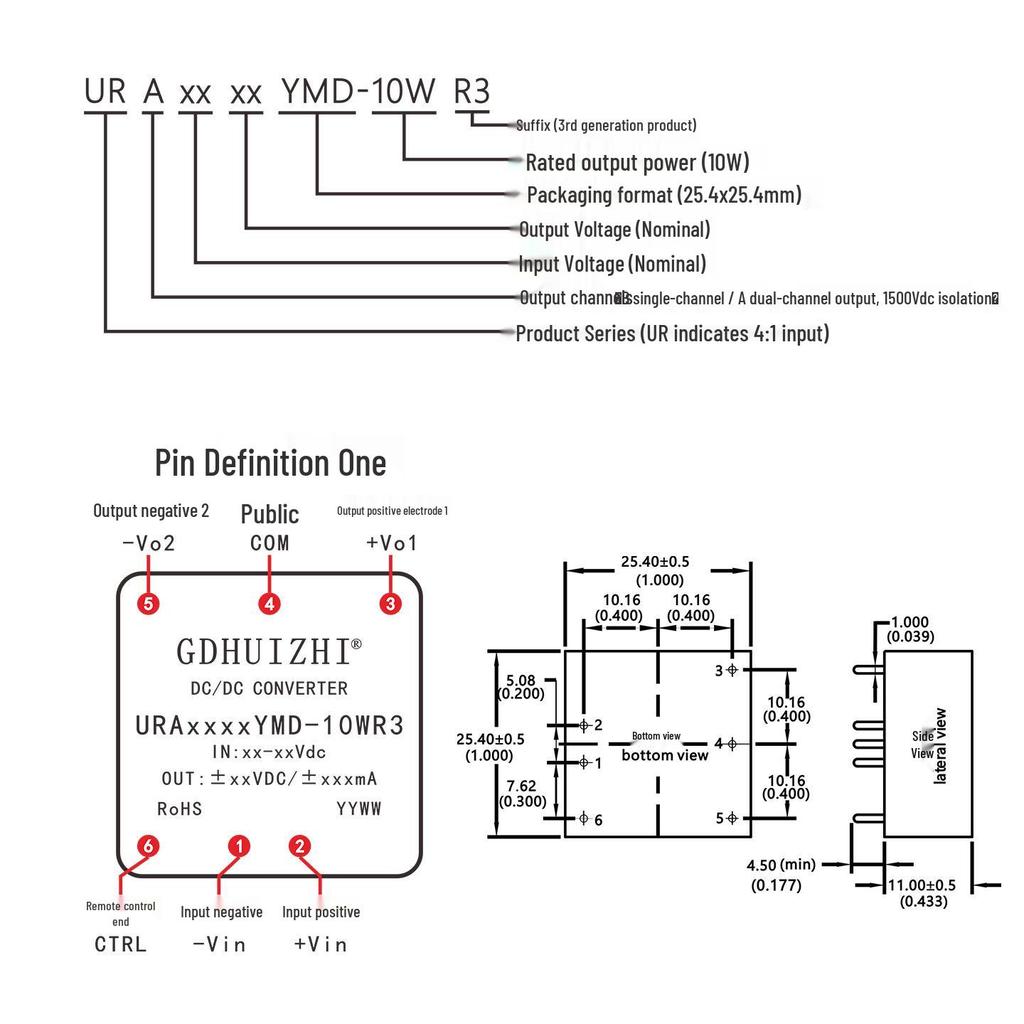 Car DC Module URA2405YMD-10WR3: Wide Voltage Converter 9-36V to 3.3/9/12/15/24V