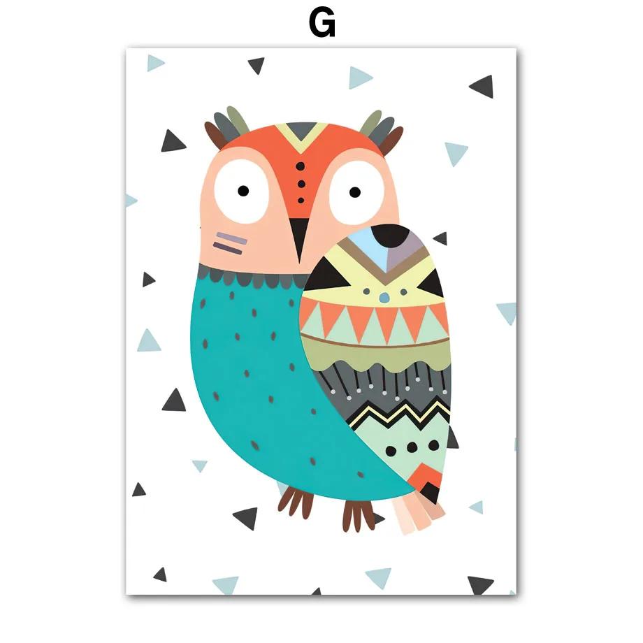 Fox Deer Owl Flamingo Bear Tiger Indian Animals Wall Art Minimalist Aesthetics Print Canvas Painting for Living Room Home