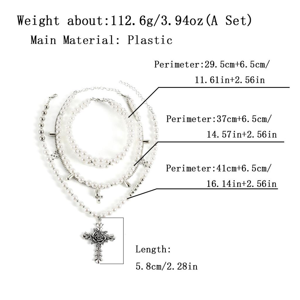 Y2K Accessories Simulation Pearl Cross Choker Necklace for Women Korean Punk Goth Jewelry Accessories