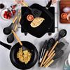 Cooking Utensils Kitchen Utensil Set, 12 PCS Wooden Handle Nontoxic BPA Free Silicone Spoon Spatula Turner Tongs Kitchen Gadgets Utensil Set