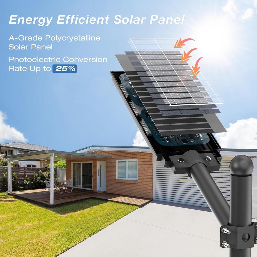 Solar Street Lights Outdoor, Wide Angle, Motion Sensor, Dusk to Dawn, Waterproof IP66, 4 Packs