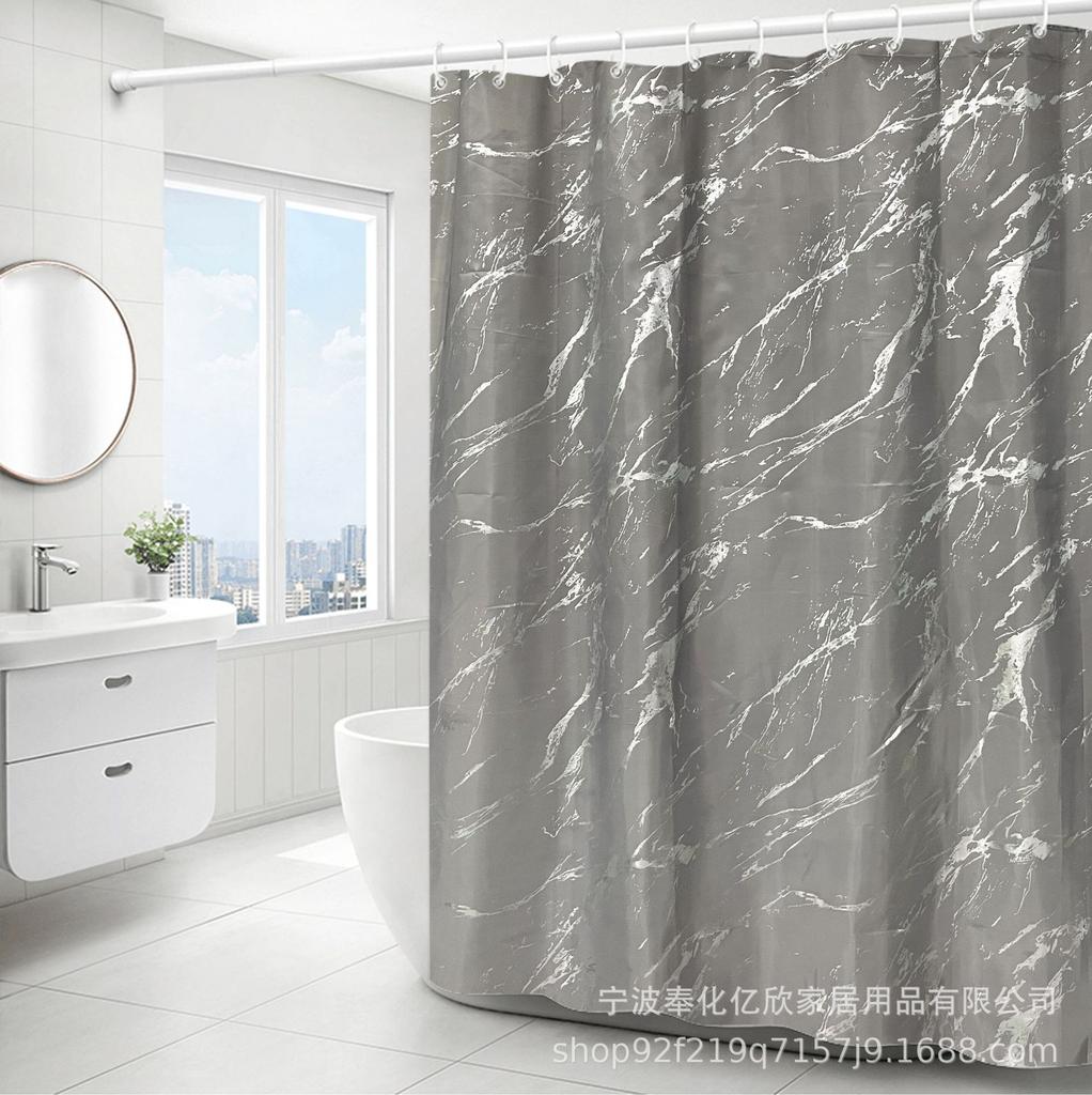 Luxury Minimalist Waterproof Marble Pattern Shower Curtain Partition