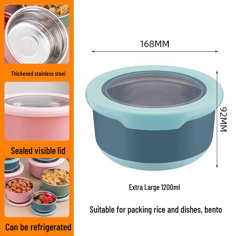 Stainless Steel Food-Grade Sealed Soup & Bento Bowl for Refrigerator