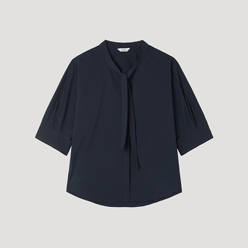 

[She S miSS] Cotton Blend Open Tie blouSe Swwblp21030 Dn DARK NAVY/66