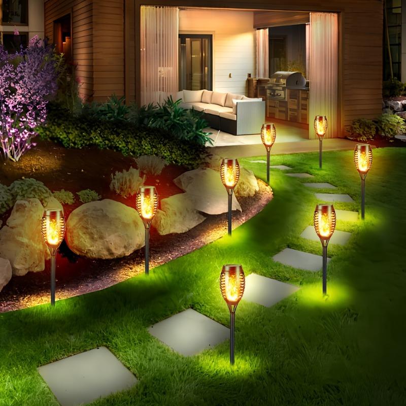 8PCS Solar Flickering Flame Light - Warm, Decorative Analog Flame Light Garden | Flickering Flame Effects | Durable Plastic, LED Light