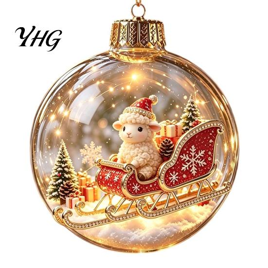 Christmas Gift Embellishments Glowing Story Ornament, Light?Up Mini Holiday Scene Hanging Ball with Warm Party Favors LED Light, Clear Plastic