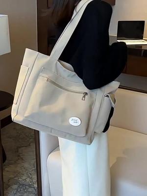 Einfachheit Oxford Canvas Composite Umhängetasche Einfarbig Vielseitig Lazy Style Umhängetasche Große Kapazität Pendler-Einkaufstasche
