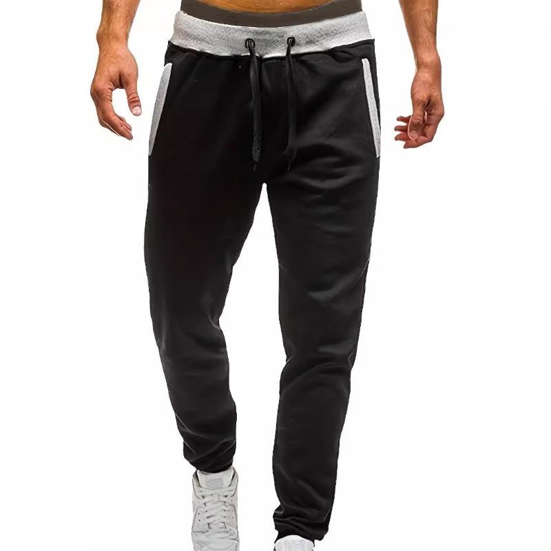 Casual Fleece Men's Pants Youth Stretch Loose-fitting Long Pants with Color Matching