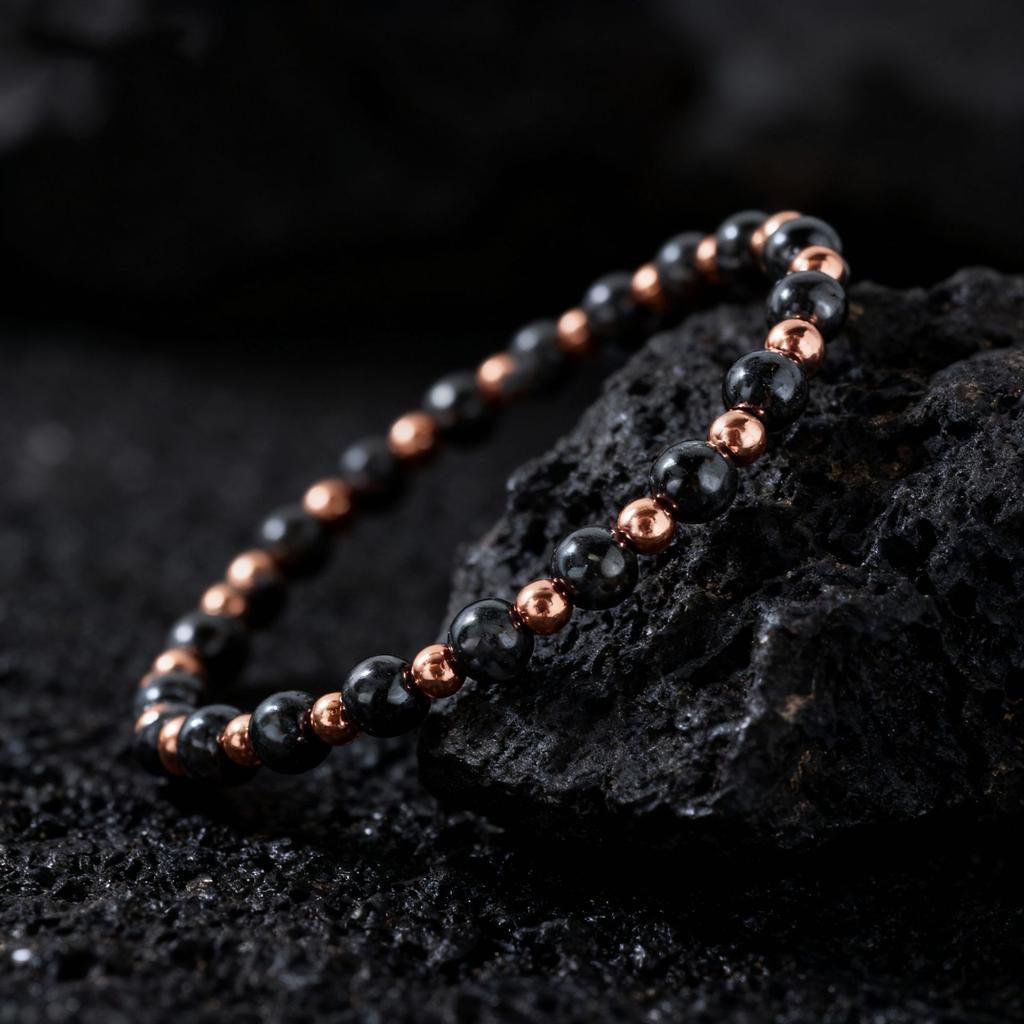 Festliche Geschenke Hämatit und Kupfer Perlenarmband Minimalistischer Modeschmuck für Männer und Frauen Tägliches Tragen Einfaches Vielseitiges Accessoire