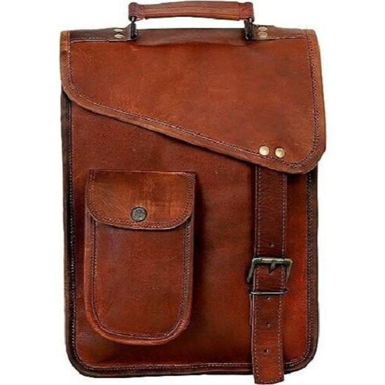 Pánská vintage kožená rustikální celozrnná brašna přes rameno, školní taška na iPad, 13"