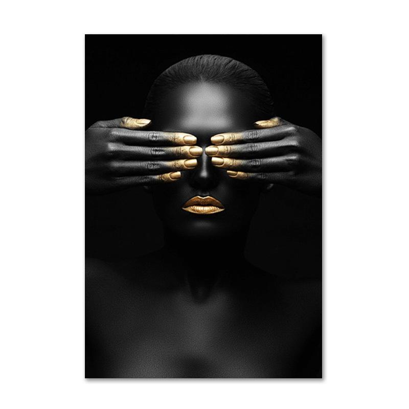 Schwarz und Gold afrikanische Kunst Poster drucken Frau Leinwand Malerei Wand Kunst Cuadros skandinavische Dekoration Home Bild Wohnzimmer