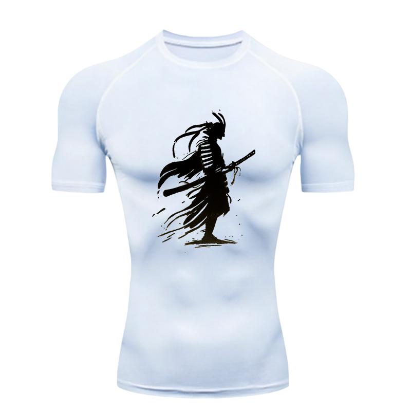 A Samurai Silhouette  Men's Sports T-shirt Training Fitness Compression Workout T-Shirt