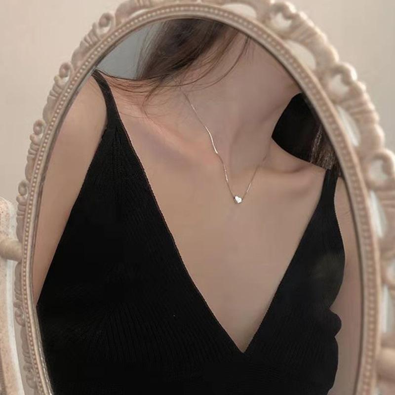Small Love Necklace Female New Female Collarbone Chain Ins Style Simple Internet Celebrity Temperament Collarbone Pendant Necklace