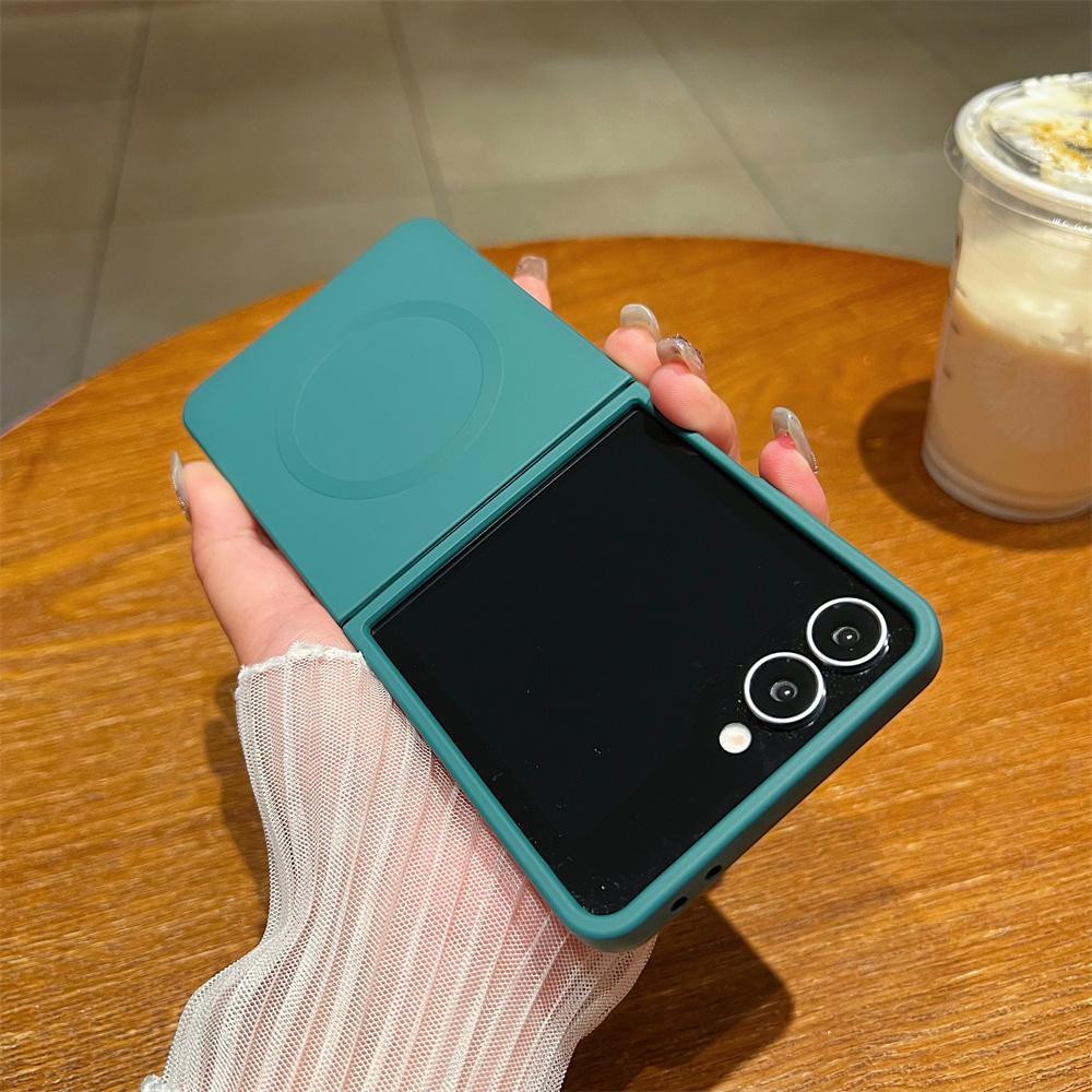 Liquid Silicone Soft Magnetic Phone Case for Samsung Galaxy Z Flip 7 FE 6 5 4 3 5G Wireless Charging Shockproof Protection Cover