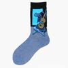 European & American Creative Oil Painting Mid-Calf Socks: Trendy Autumn/Winter High-Tube Cotton Socks