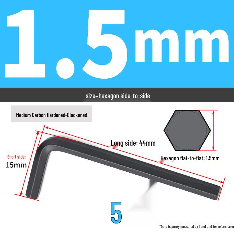 Nickel-Plated Medium Carbon Hex/Allen L-Wrench Set: Blackened, Sizes 1.5-8