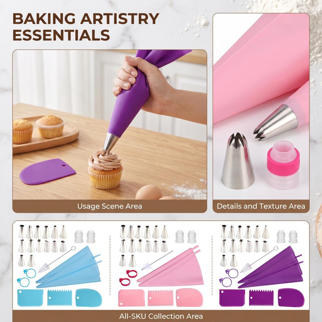 -Piece Piping Tips and Bags Set - Baking Tools
