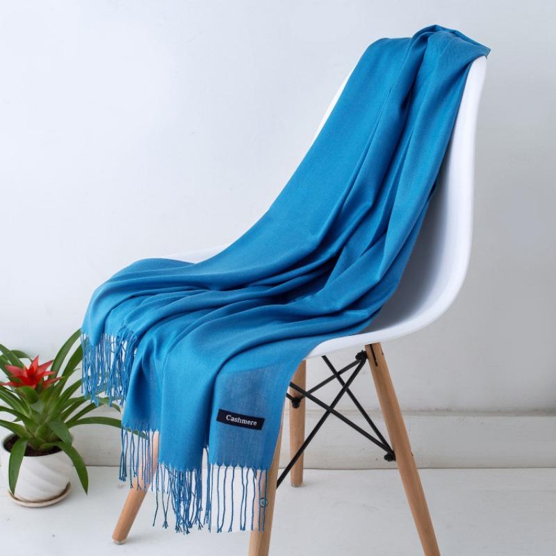 Solid Color Imitation Cashmere Scarf Women, Thin Spring and Summer Long Air Conditioner Shawl, Autumn and Winter Warm Malaysian Headscarf