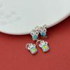 Sterling Silver 999 Enamel Lucky Charm Bead Pendant for DIY Jewelry