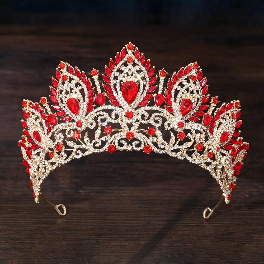 DIEZI Korean Bridal AB Crystal Rhinestone Big Tiara Crown For Women Girls Wedding Party Crown Hair Dress Jewelry Accessories