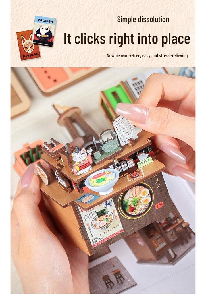 Cutebee Japanese Ramen Shop 3D DIY Miniature Wooden Model Toy