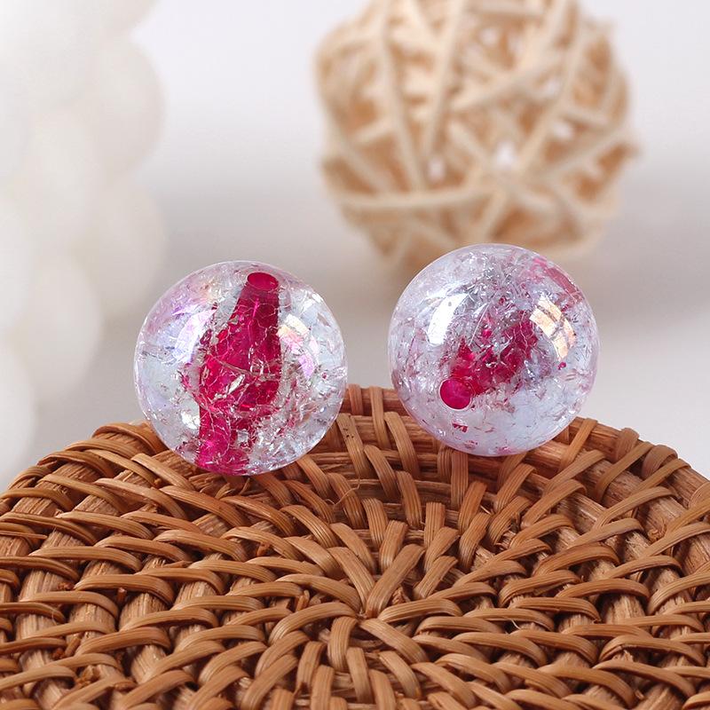 Acrylic Transparent Plated AB Color Bursting Straight Hole Pattern Round Plastic DIY Floral Colored Beads Jewelry Accessories