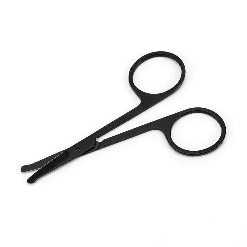

Черные портативные ножницы для стрижки носа и бровей - ножницы для макияжа и бороды с круглой головкой, косметический инструмент. round nose hair scissors чёрный