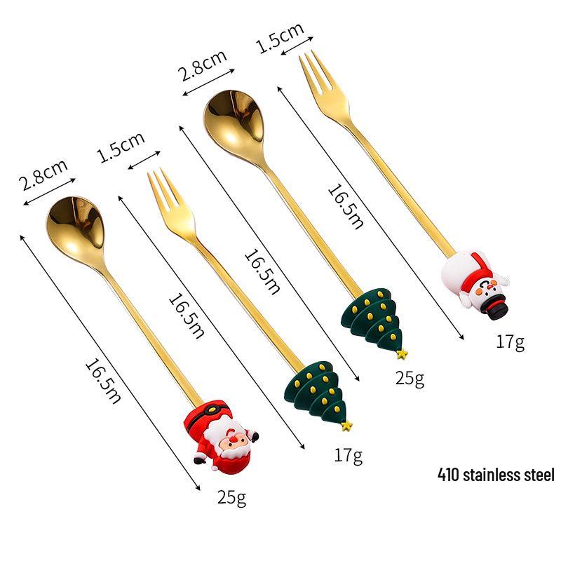 Stainless Steel Christmas Cutlery Set: Cute Spoon, Fork, and Stirring Spoon for Coffee & Fruit