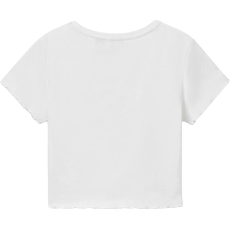 Levis Casual Versatile Slim Fit Logo Print Ribbed Round Neck Short Sleeve T-Shirt Women T-Shirts White 003SN-0000