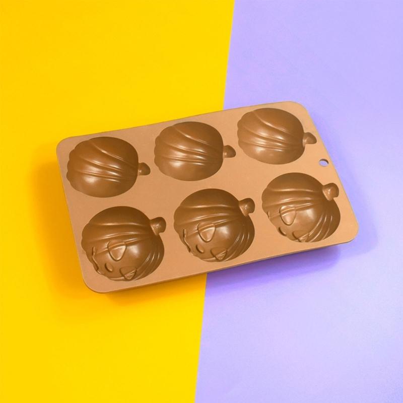 6 Cavity Halloween Pumpkin Silicone Mold DIY Cake Baking Mold for Making Chocolate Fondant Cupcakes Molds Nonstick