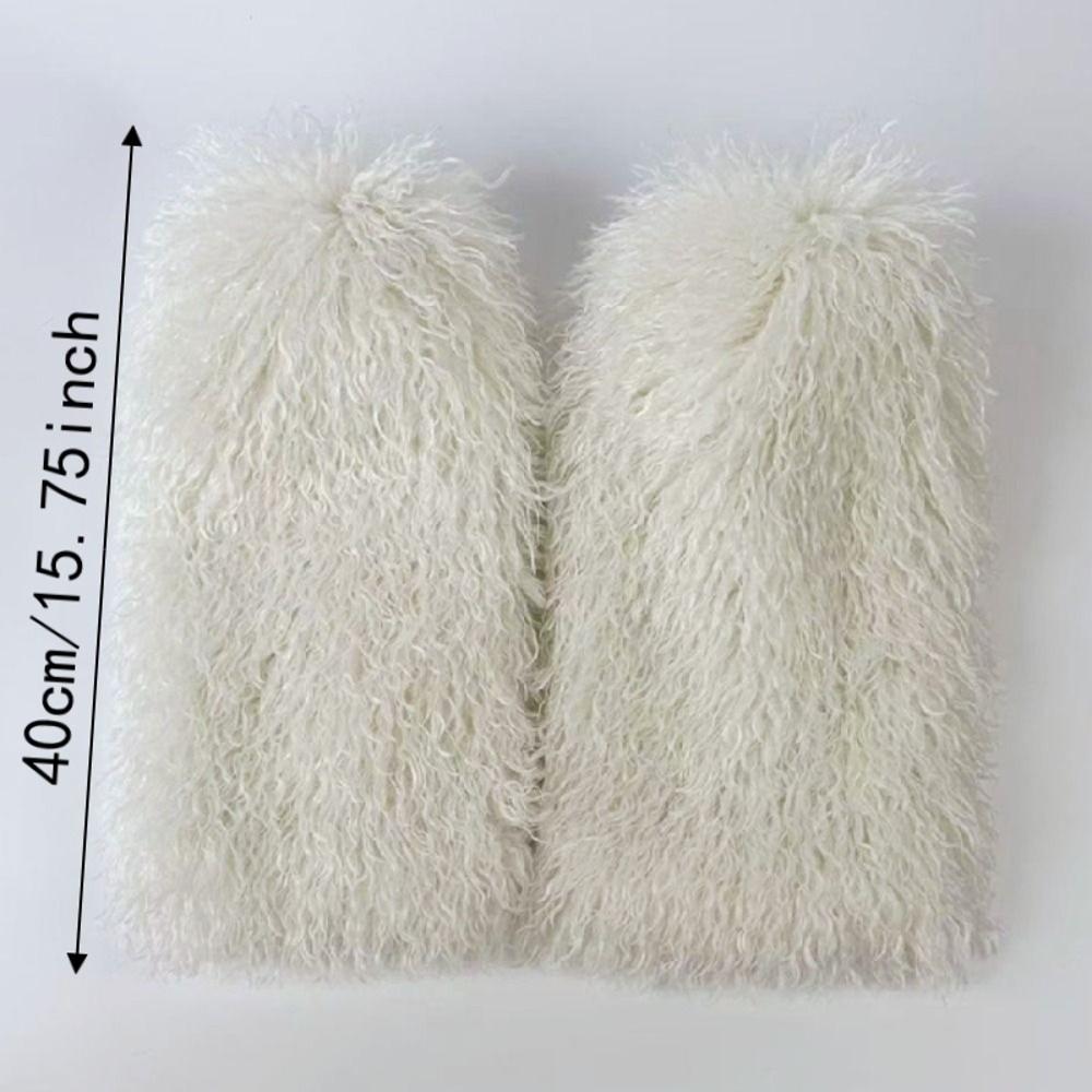 Fashion Faux Fur Curly Furry Leg Warmers 40cm Solid Color Long Tube Sock Kawaii Thickened Knee High Girls Socks Daily Use