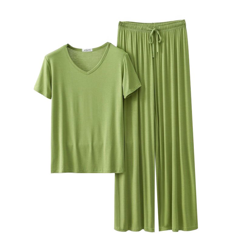 Women's Loose Casual Pajama Sets V-neck T-shirt and Pants