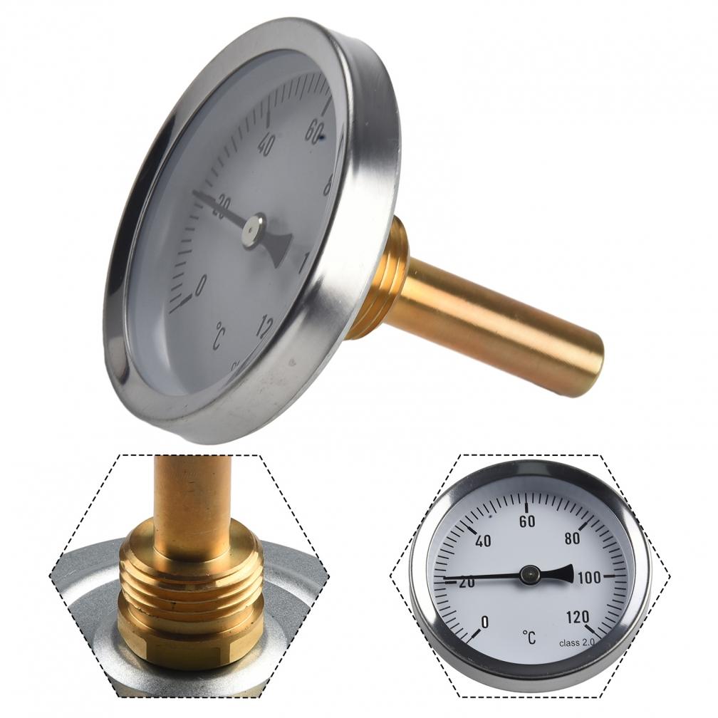 1x Thermometer Hot Water Pipe Thermometer 0-120 °C Heating 63mm Dial Temp