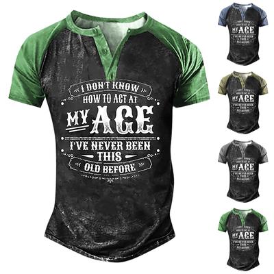 Men's  T-shirt T-shirts Graphic Text Black Military Green Pool Dark Gray 3D Printing Street Casual Short Sleeve Button Down Printed Clothing Basic