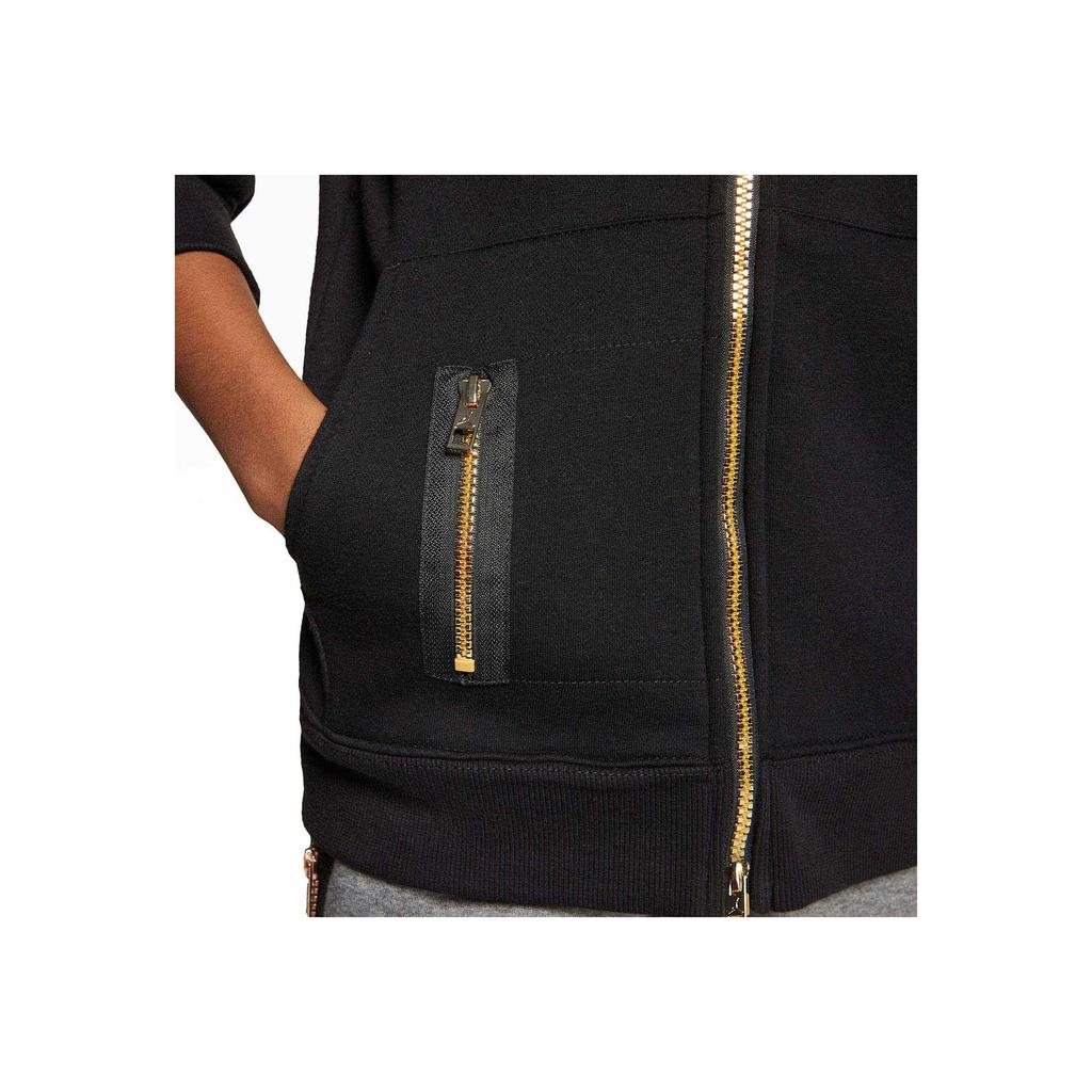 Jordan Logo Print Zip-Up Hooded Jacket Kids Outerwear Black HA5386-023