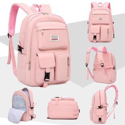 Sacs à dos de voyage pour femmes et hommes, garçons, filles, étudiants, étudiants, sac à dos durable résistant à l'eau rose