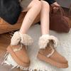 Fashion Fur Snow Boots Women Autumn Winter Shoes New Thick Bottom Furry Warm Padded Short Boots Lace Up Solid Casual Plush Ankle Botas