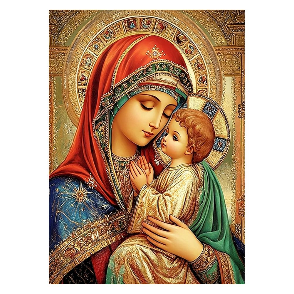 Upgrade Full Square Round Drill Diamond Painting Holy Mother Kids Diamond Mosaic Portrait Religion Art Decorative Paintings