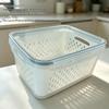 Dual-Layer Clear Fridge Storage Box with Dividers for Fruits & Veggies: Large Capacity, Breathable & Drainable Compartments