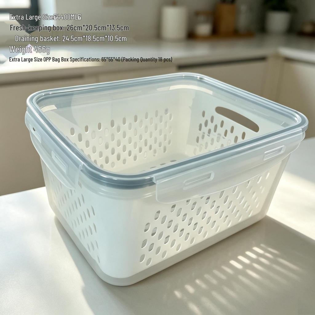Dual-Layer Clear Fridge Storage Box with Dividers for Fruits & Veggies: Large Capacity, Breathable & Drainable Compartments