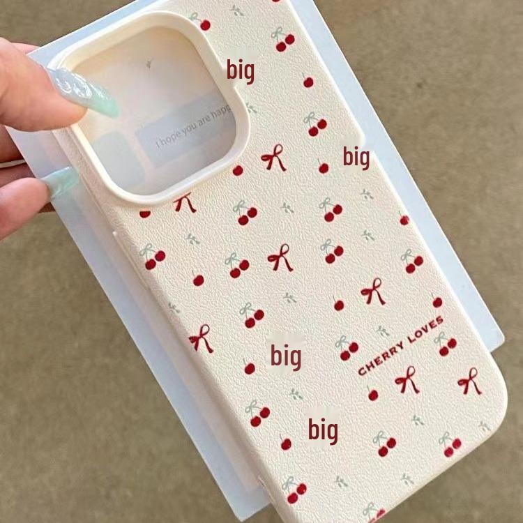 Literary Cherry Bow Full-Screen Case for iPhone 16/15 Pro Max/14/13