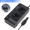 200W Peak Power Car Inverter 12V to 220V DC to AC with 4 USB Ports Cigarette Lighter Auto Mounted AC EU Socket