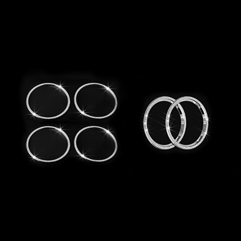 

Для Mercedes-Benz S Class W222 14-16 6x серебристый, золотой, кристаллический стиль, центральное переднее кольцо для выпуска воздуха, накладка для салона автомобиля серебряный